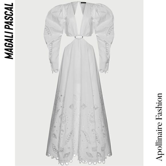 MAGALI PASCAL THE PERCIVAL MAXI DRESS IN OFFWHITE COTTON POPLIN NWT SIZE XL RARE - Picture 10 of 16